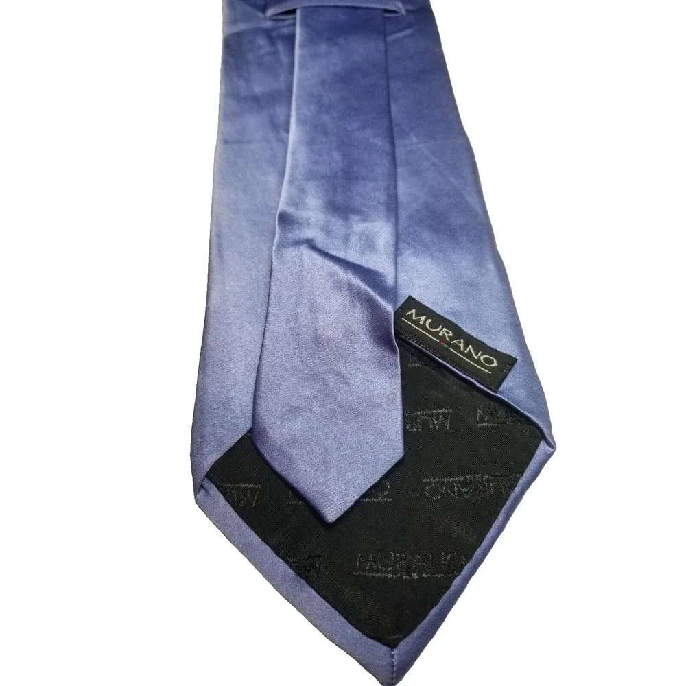 Murano Light Steel Blue Smooth 100% Silk Pointed Tie‎ USA